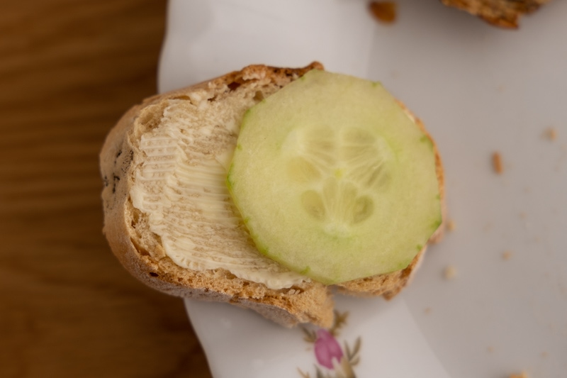 Prepping baguette for breakfast