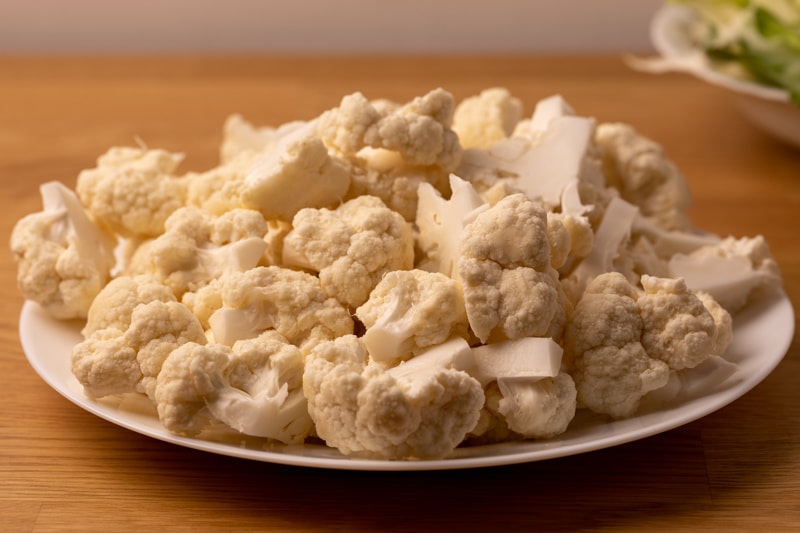 Prepping cauliflower for soup