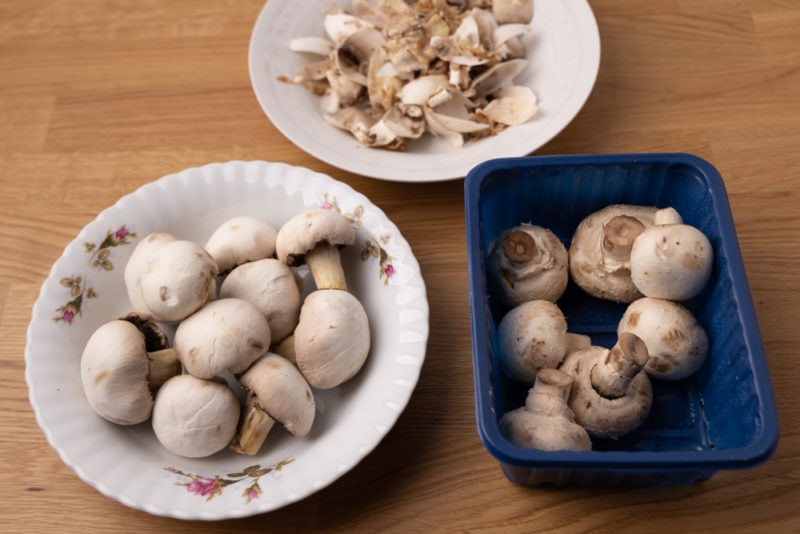 Prepping mushrooms for cooking