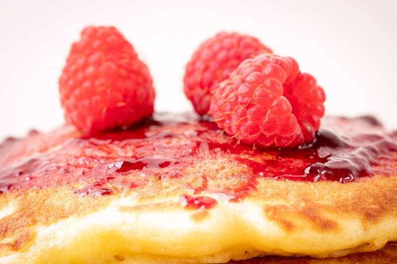Raspberry and jam on pancake
