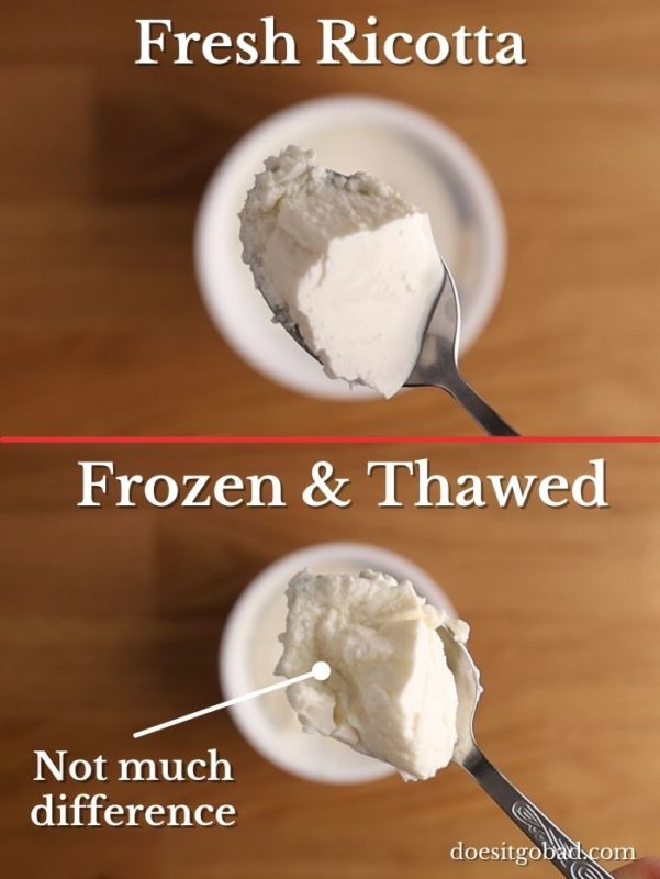 Ricotta cheese: fresh vs thawed