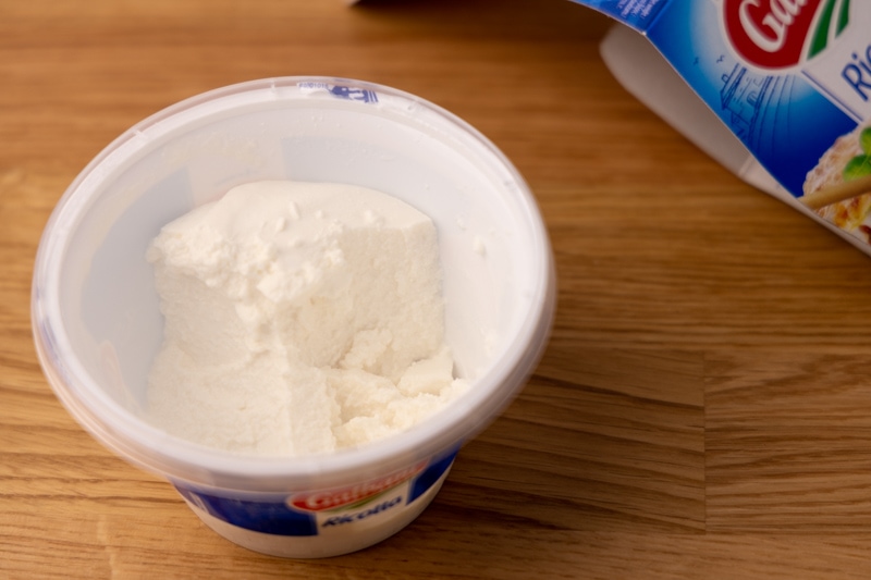 Ricotta in its container