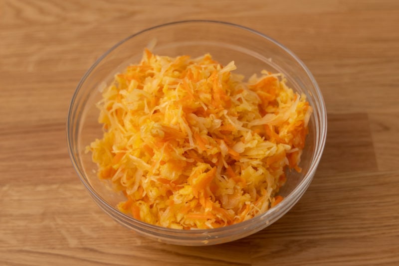 Sauerkraut, carrot, and apple salad