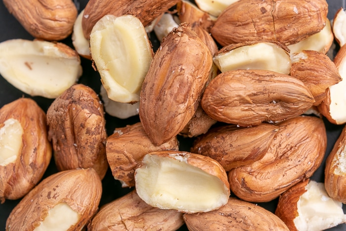 Shelled hazelnuts closeup