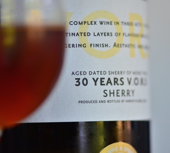 Label on a bottle of sherry