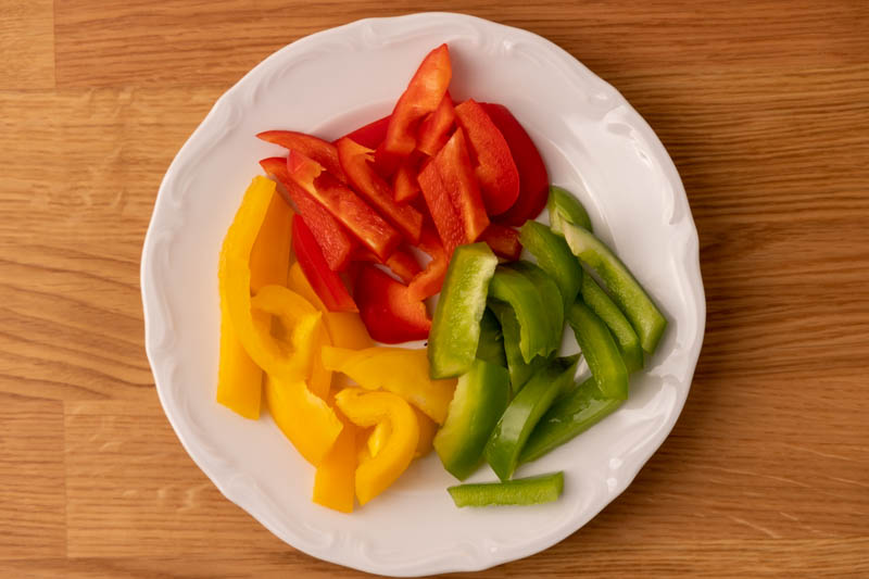 Sliced bell peppers on a plate