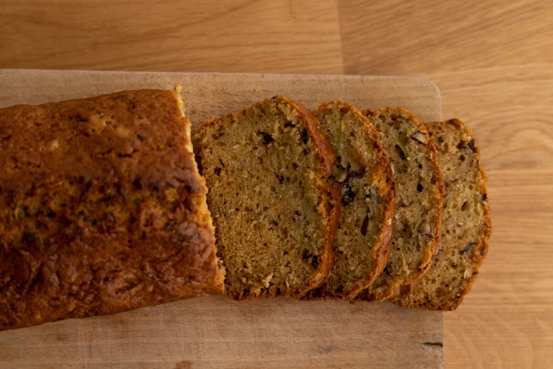 Slicing zucchini bread