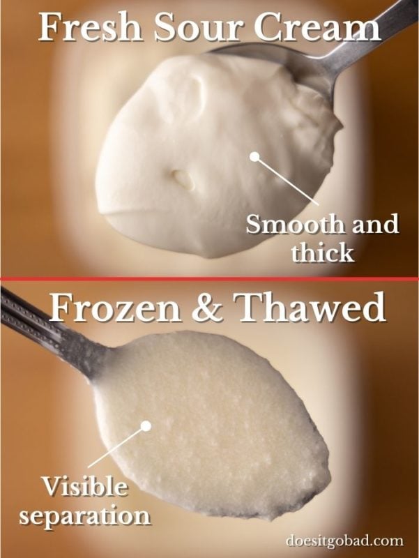 Sour cream: fresh vs thawed