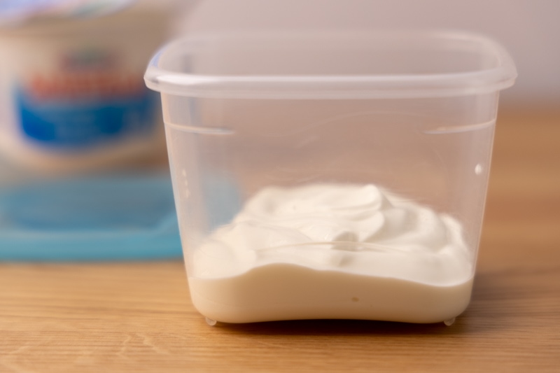 Sour cream in a container