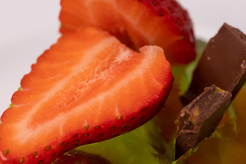 Strawberries topped jello dessert