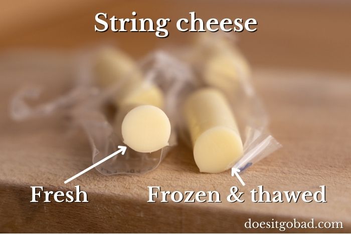 Comparison of fresh and frozen string cheese