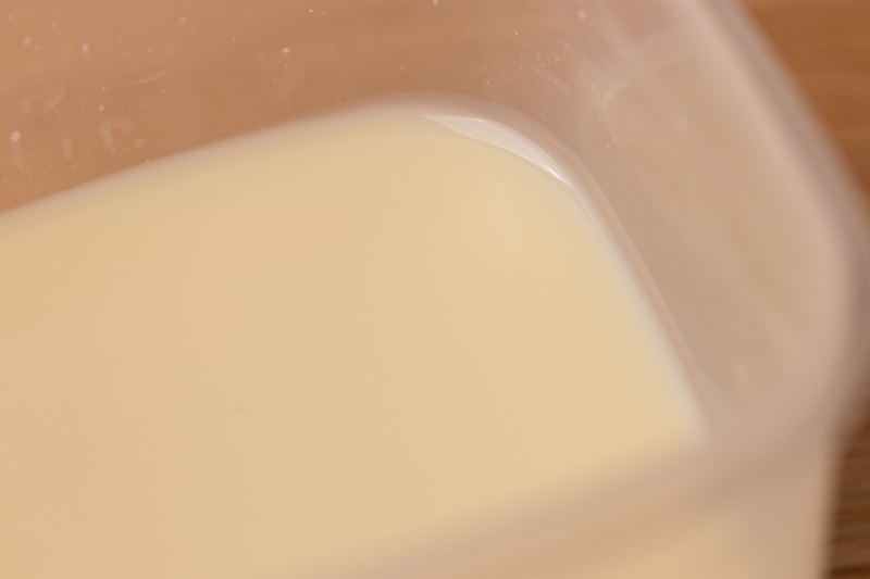 Thawed condensed milk surface