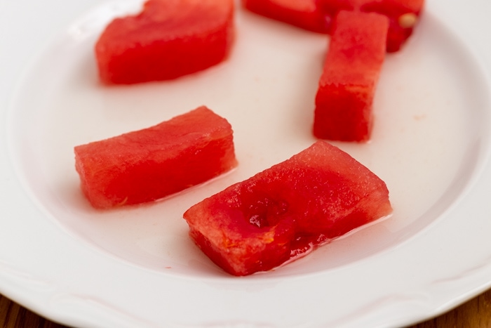 Thawed watermelon chunks