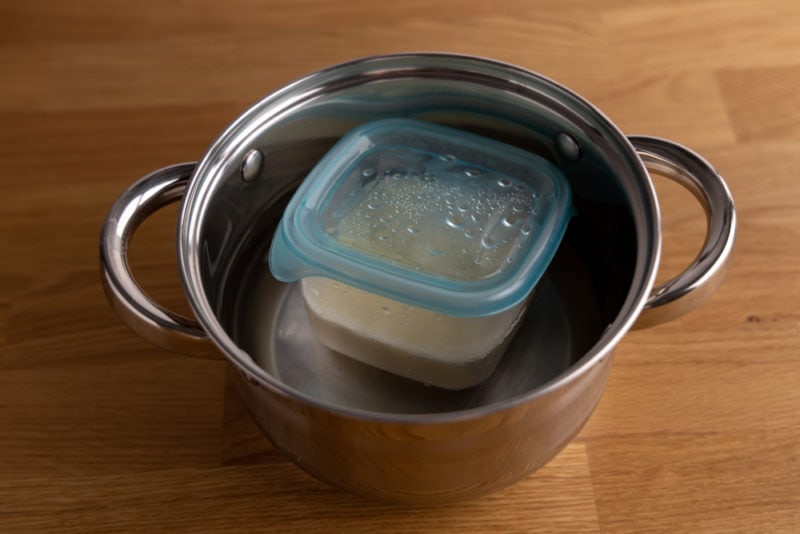 Thawing cottage cheese setup