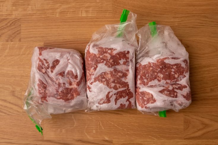 Three bags of frozen pork