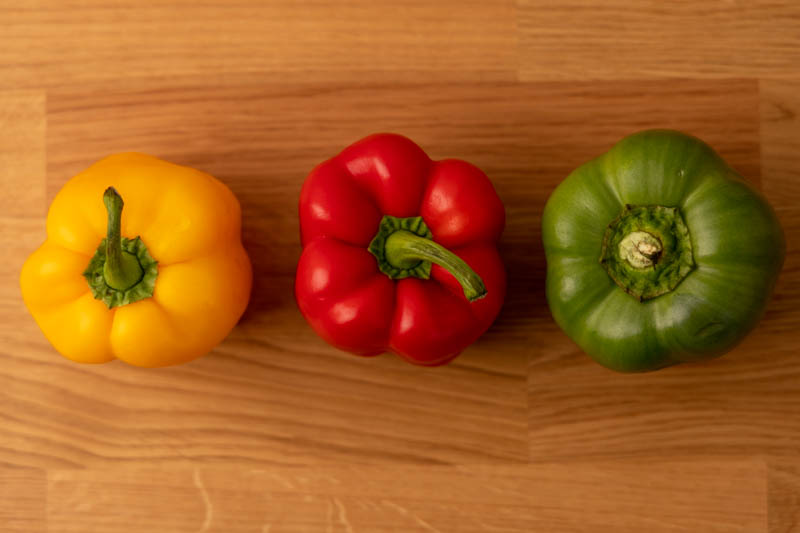 Three bell peppers