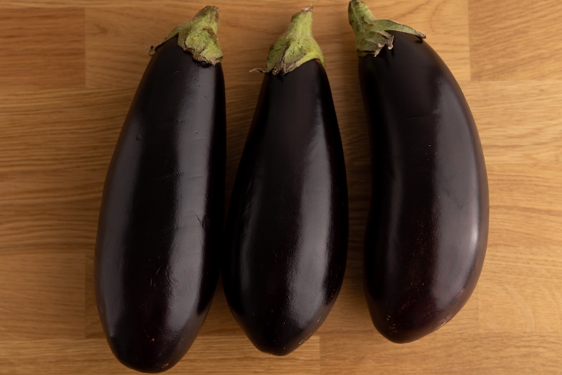 Three eggplants