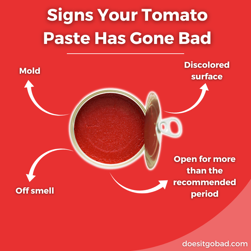 Tomato paste spoilage signs graphic