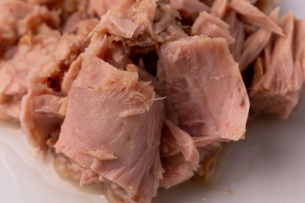 Canned tuna out of the can