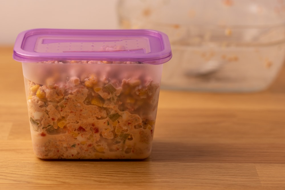 Tuna salad leftovers in a container