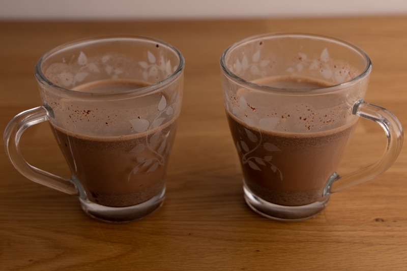 Two cups of hot chocolate