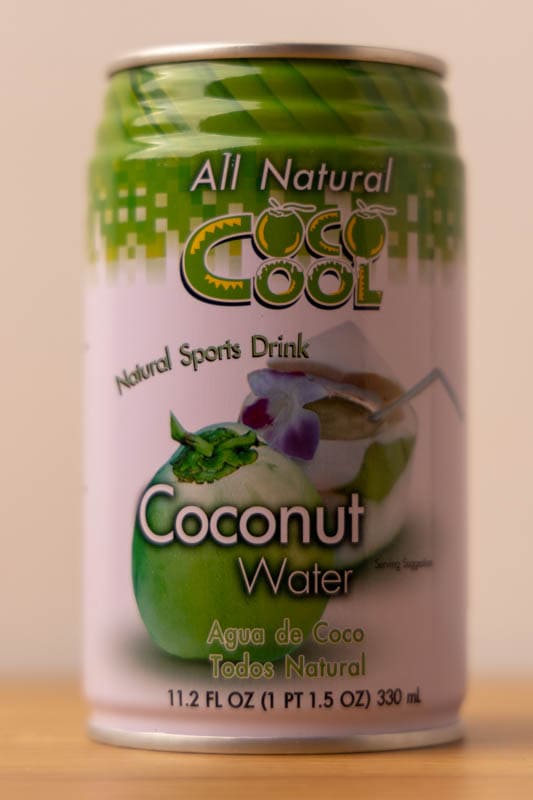 Unopened can of coconut water