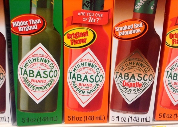 Various bottles of Tabasco sauce