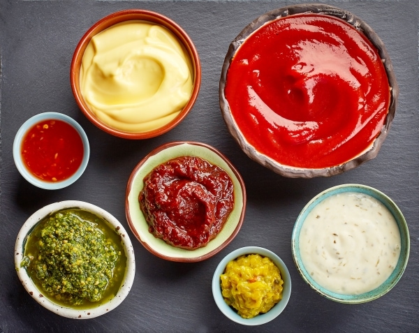 Bowls of various dip sauces