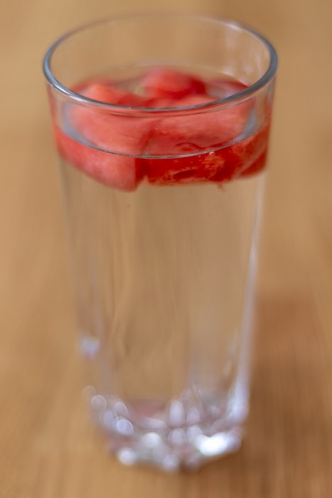 Water with frozen watermelon