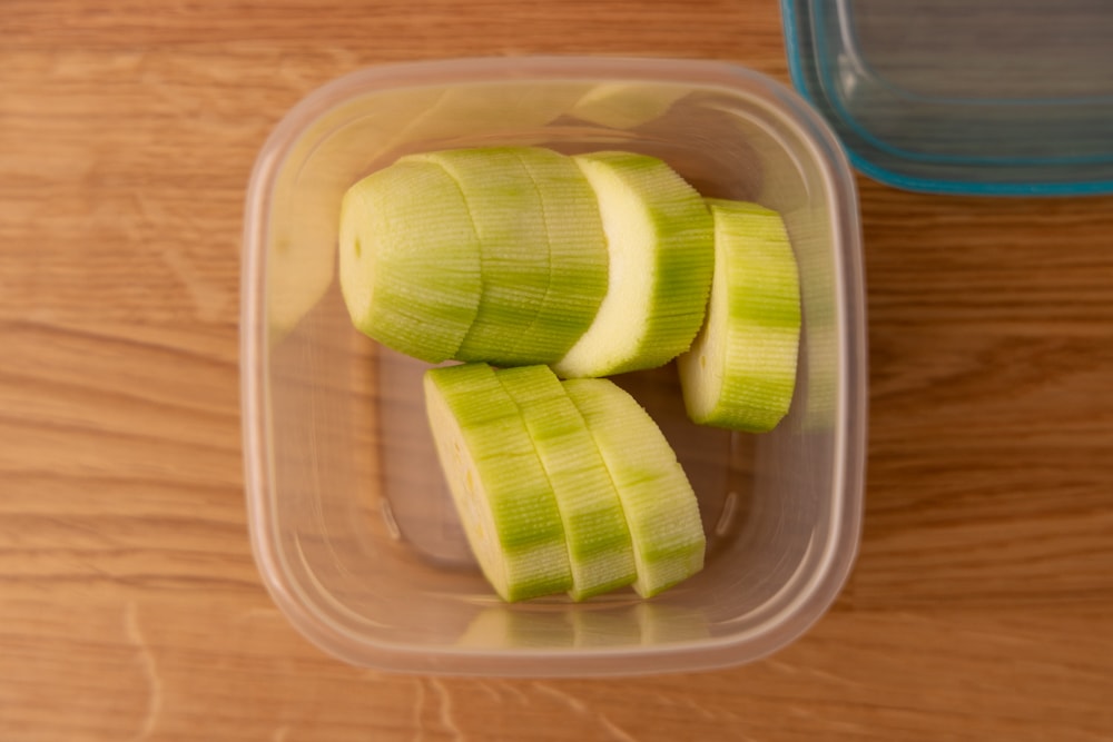 Zucchini slices in an airtight container