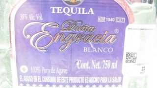 Label on the bottle of tequila