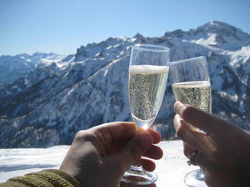 Enjoying the Champagne in a beautiful view