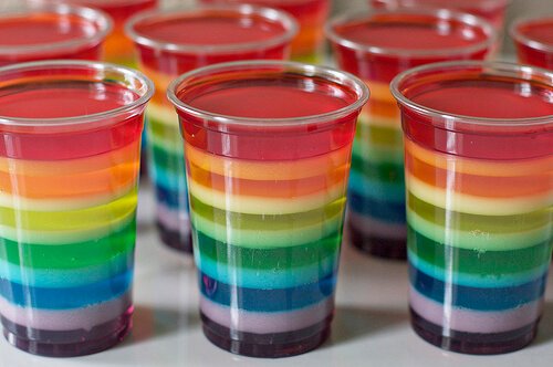 Colorful jello cups